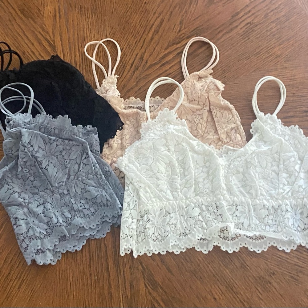 Lace Bralette Set in Black, Gray, White, and Cream